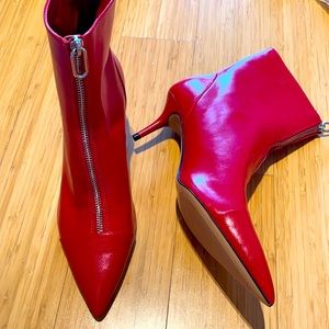NWOT ZARA red kitten heels boots